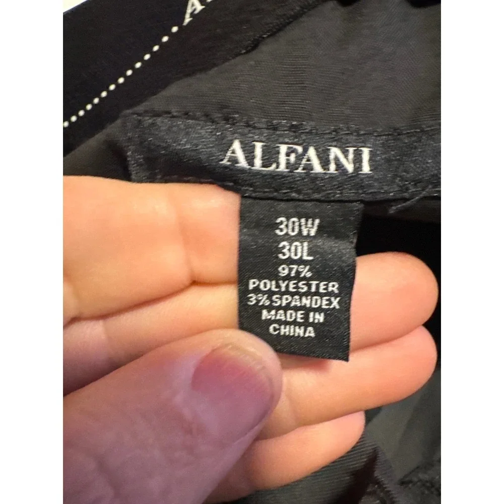 NWT Alfani Mens Stretch Flat Front Dress‎ Pants Charcoal Gray 30x30